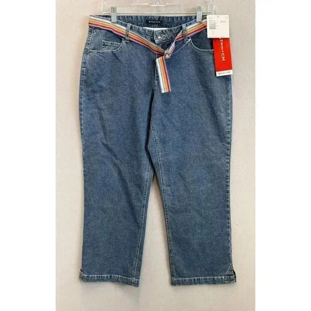 CRAZY HORSE By Liz Claiborne Women's Sz 10 Blue Stretch Cropped Denim Pants